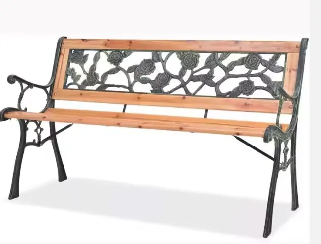 Lean Drevená záhradná lavička s kovovou konštrukciou