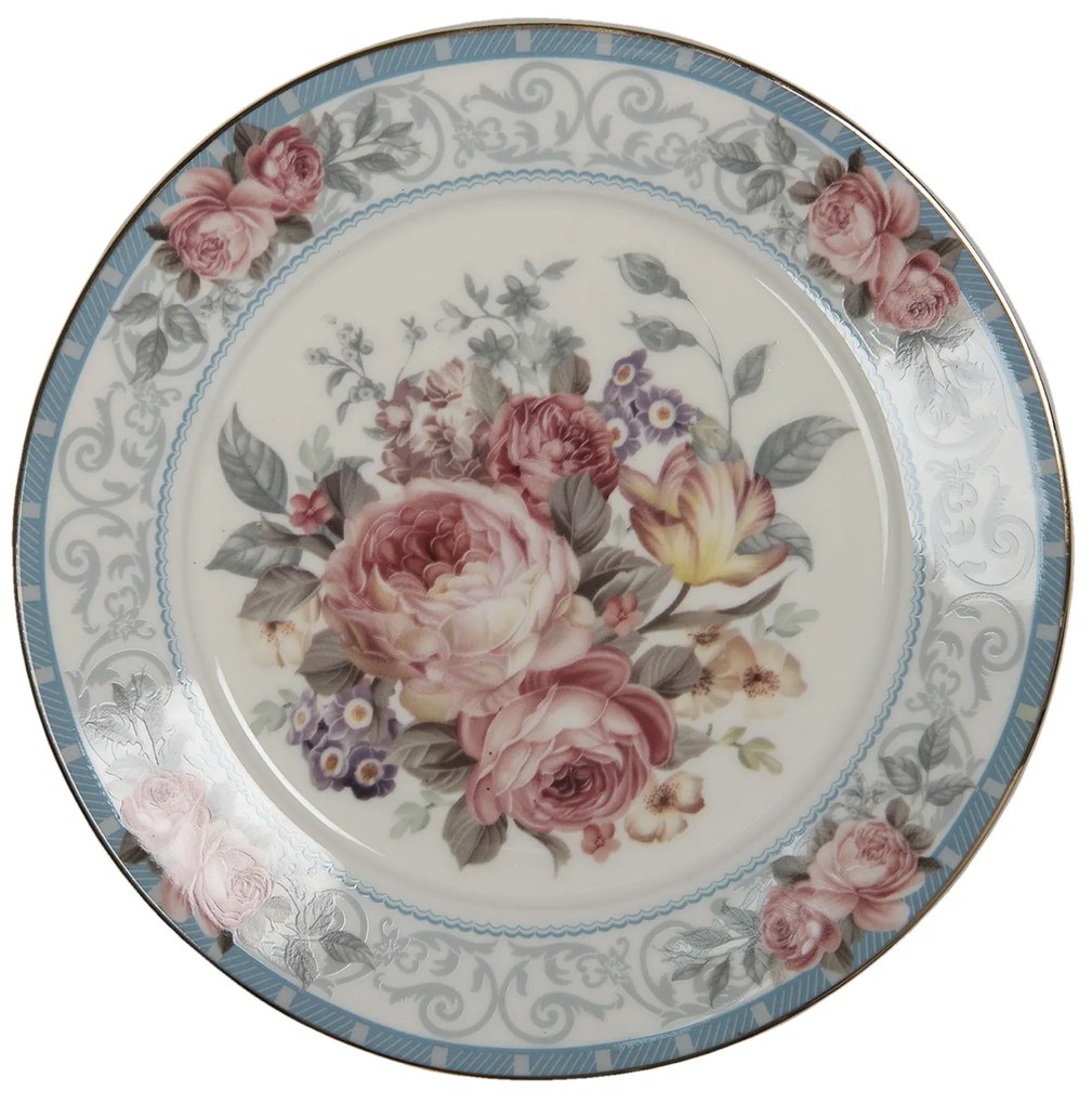Porcelánový dezertný tanierik so zlatou linkou Peony Rosé - Ø 21*2 cm