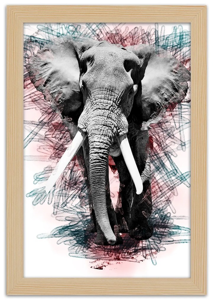 Gario Plagát Slon na abstraktnom pozadí Farba rámu: Bez rámu, Rozmery: 40 x 60 cm