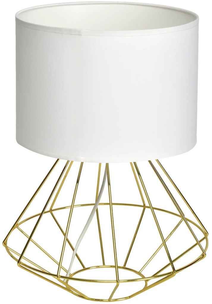 Stolná lampa Lupo, 1x biele textilné tienidlo, g