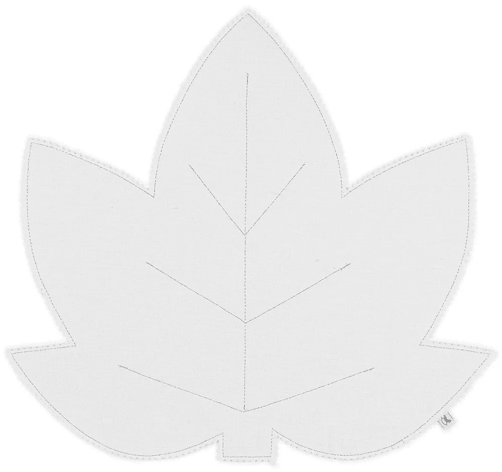 Ľanové prestieranie javorový list biela so striebrom 37x37cm