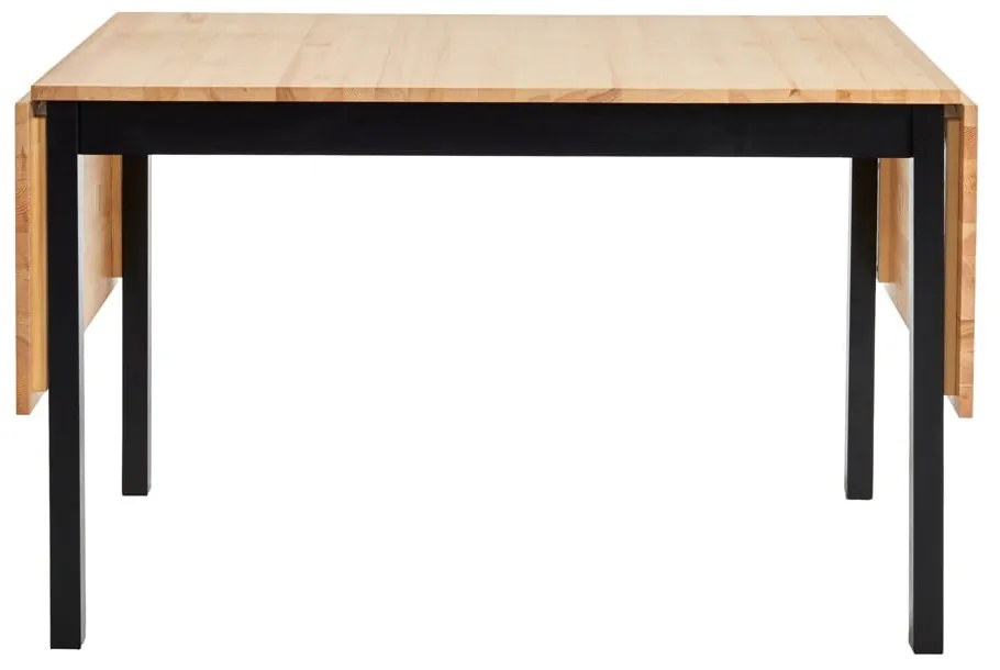 Borovicový rozkladací jedálenský stôl s čiernou konštrukciou Bonami Essentials Brisbane, 120 (200) x 70 cm