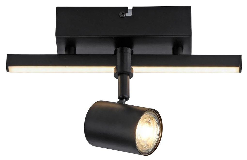 Stropné LED svietidlo Barik, čierna, 1-plameňové
