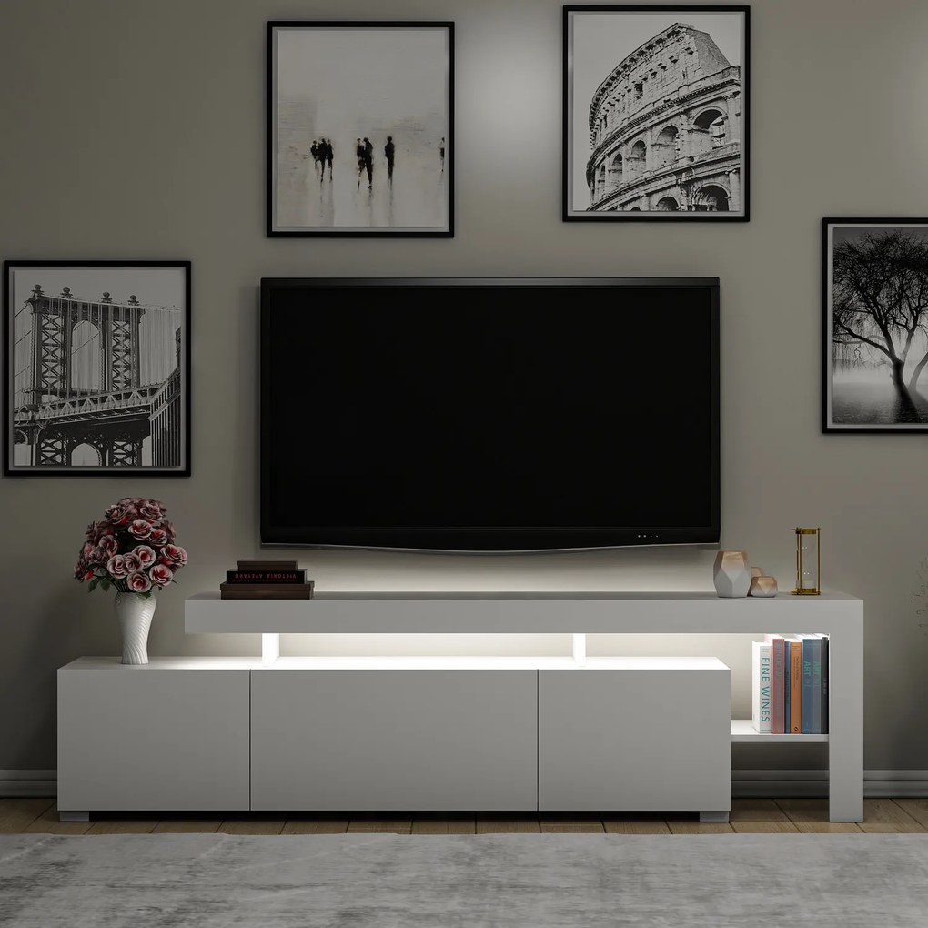 TV stolík/skrinka Belize (lesk biely). Akcia -18%. Vlastná spoľahlivá doprava až k Vám domov. 1072527