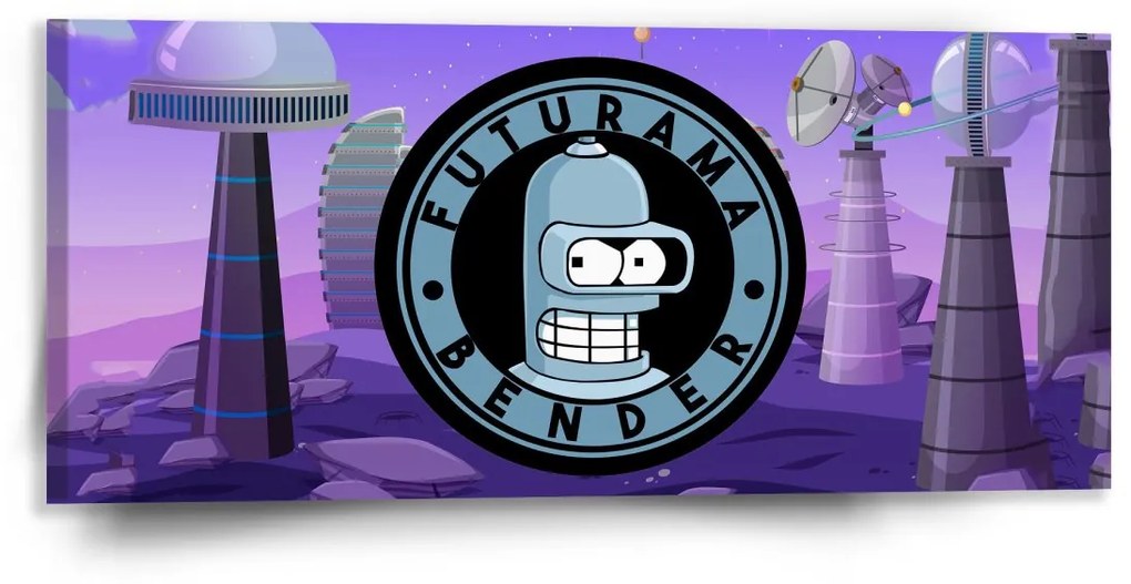 Sablio Obraz Futurama Bender Planéta s vysielačmi - 110x50 cm