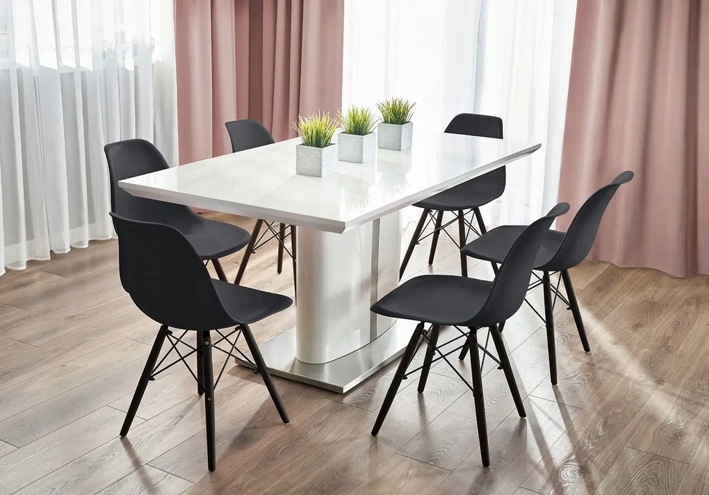 Dekorstudio Dizajnová jedálenská stolička v škandinávskom štýle - čierna s čiernymi nohami