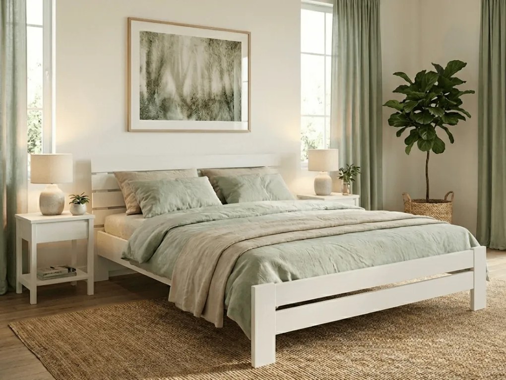 Posteľ PARIS zvýšená 120 x 200 cm, biela Rošt: S latkovým roštom, Matrac: Matrac DELUXE 10 cm