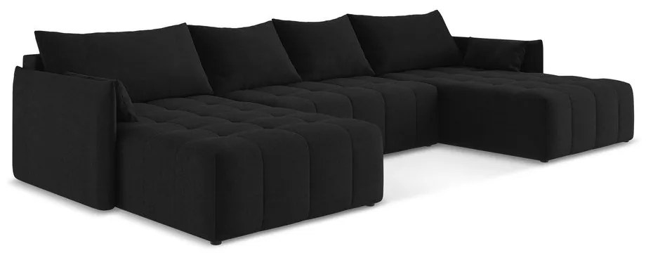 Čierna rozkladacia/s úložným priestorom rohová pohovka (do tvaru "U") Moku – Makamii