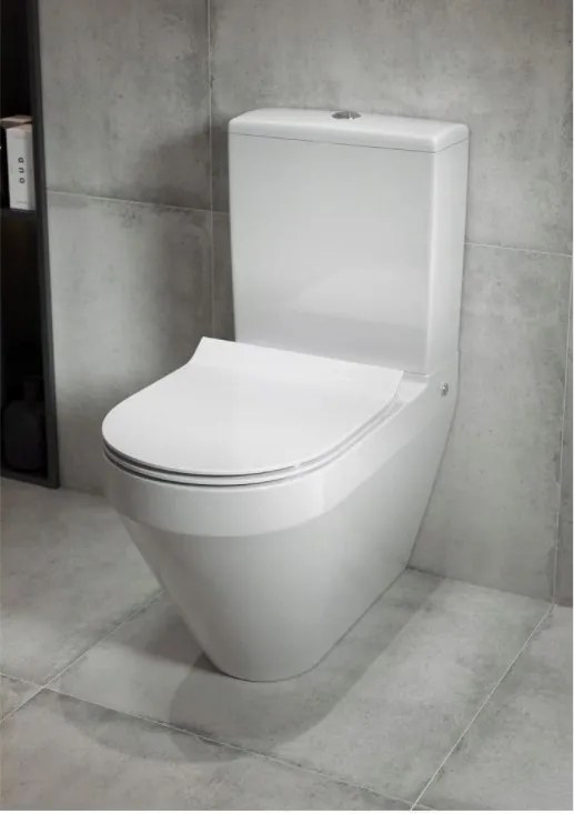 Cersanit Crea Clean On, oválna kombi misa vrátane Slim sedátka z duroplastu, biela, K114-023