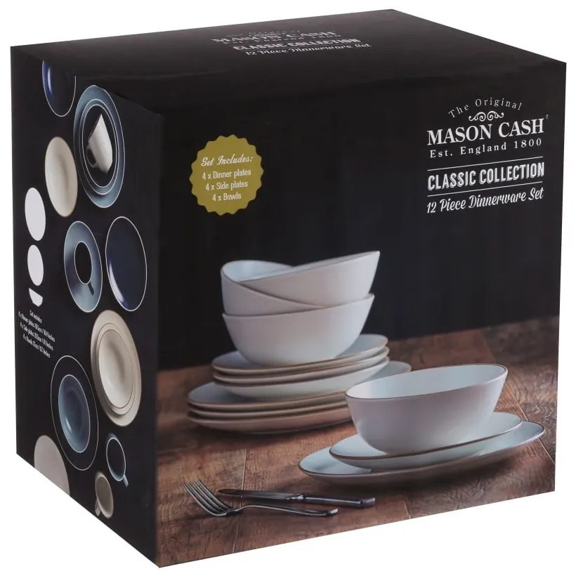12-dielna súprava krémovobieleho kameninového riadu Mason Cash Classic Collection
