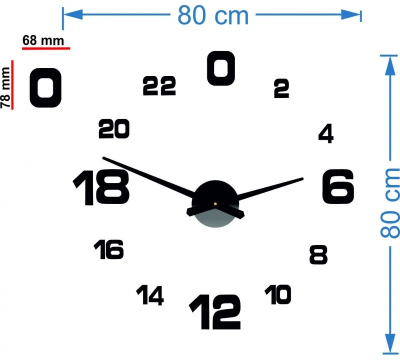 Moderné nalepovacie hodiny na stenu | SENTOP 12S022-Wall clock
