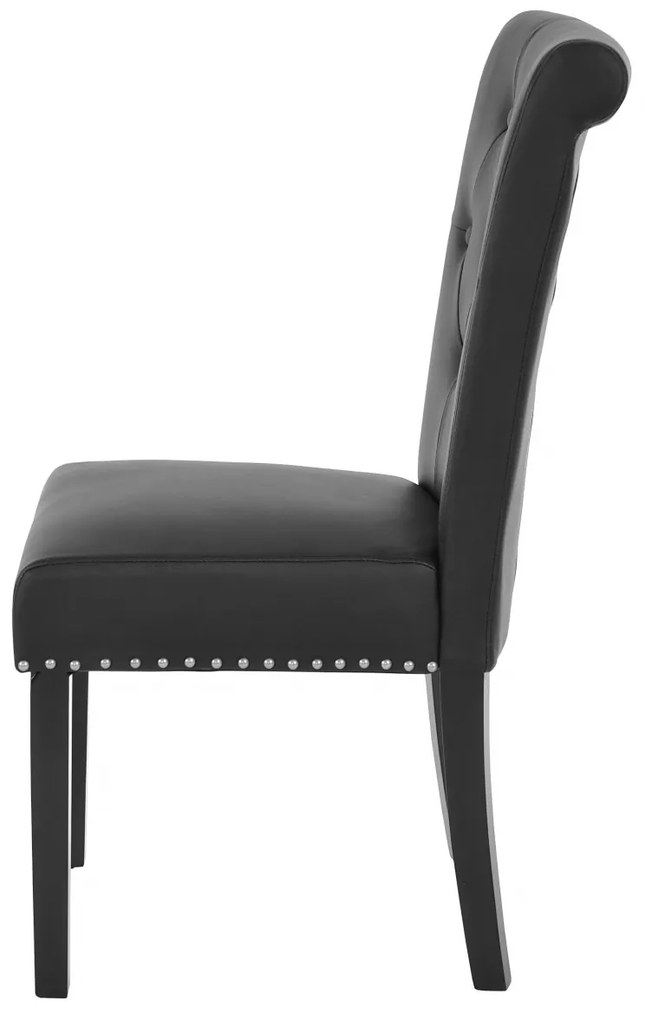 2x Jedálenská stolička Chesterfield 2 - koženka, tmavé nohy - Čierna