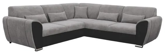 Rozkladacia rohová sedacia súprava VISEU do tvaru L s úložným priestorom, pravé prevedenie, šedá/čierna