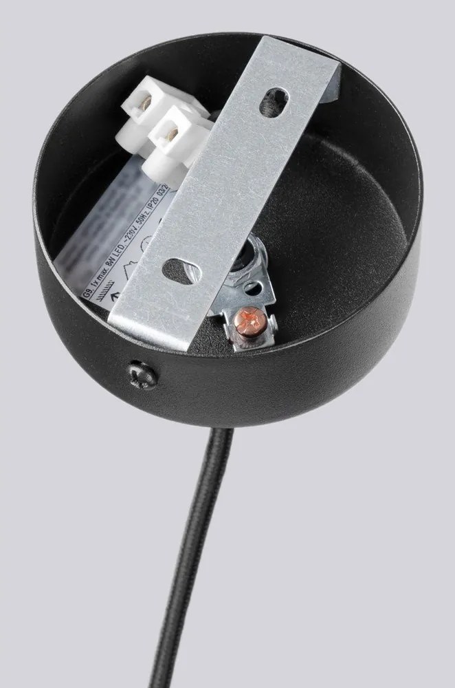 Čierne závesné svietidlo so skleneným tienidlom Orbital – Sollux