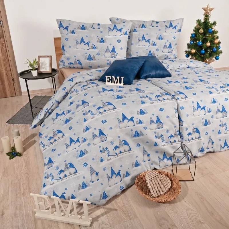 Vianočné obliečky Buddy modré EMI, Štandardný set jednolôžko obsahuje 1x 140x200 + 1x 70x90