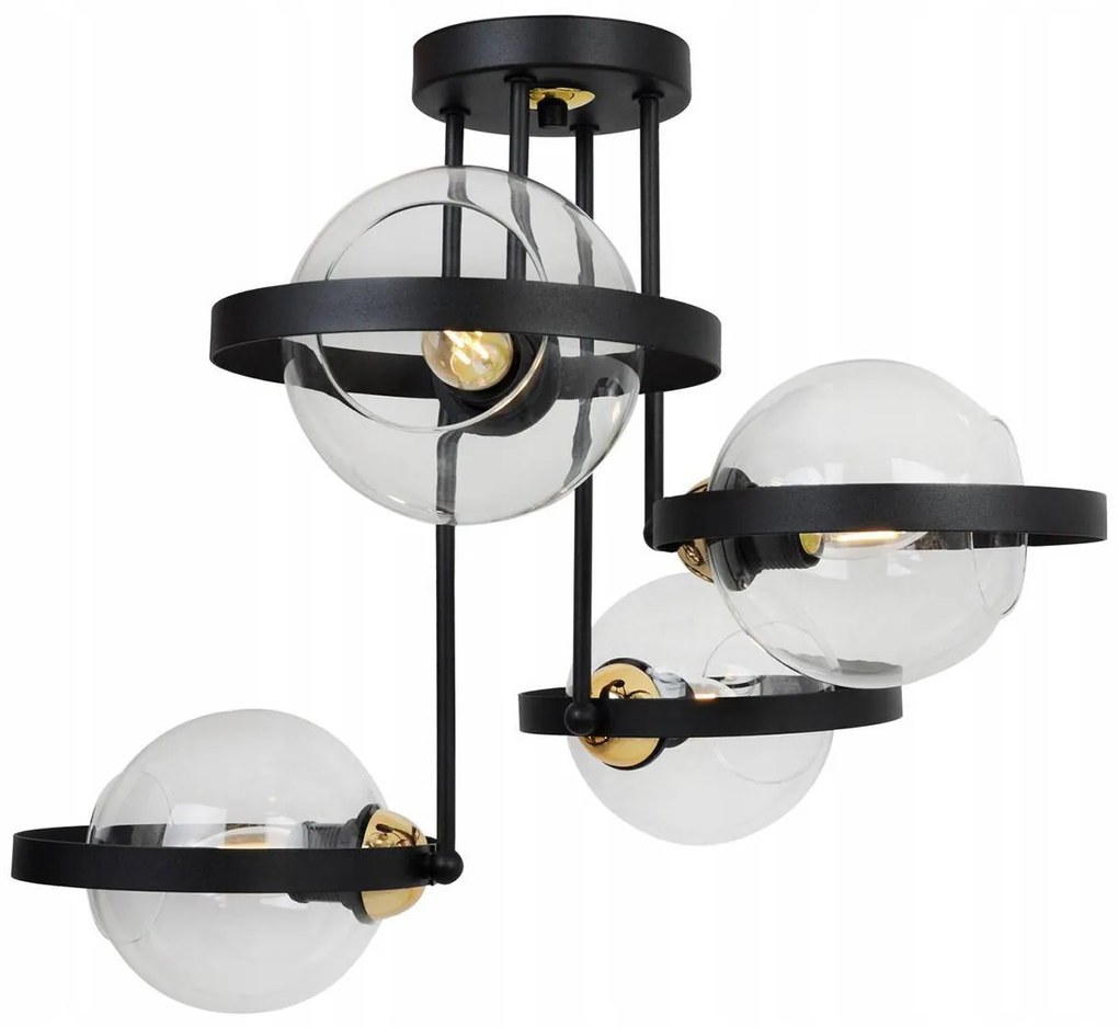 Stropné svietidlo Haga Ring, 4x transparentné sklenené tienidlo (výber z 3 farieb uchytenia)