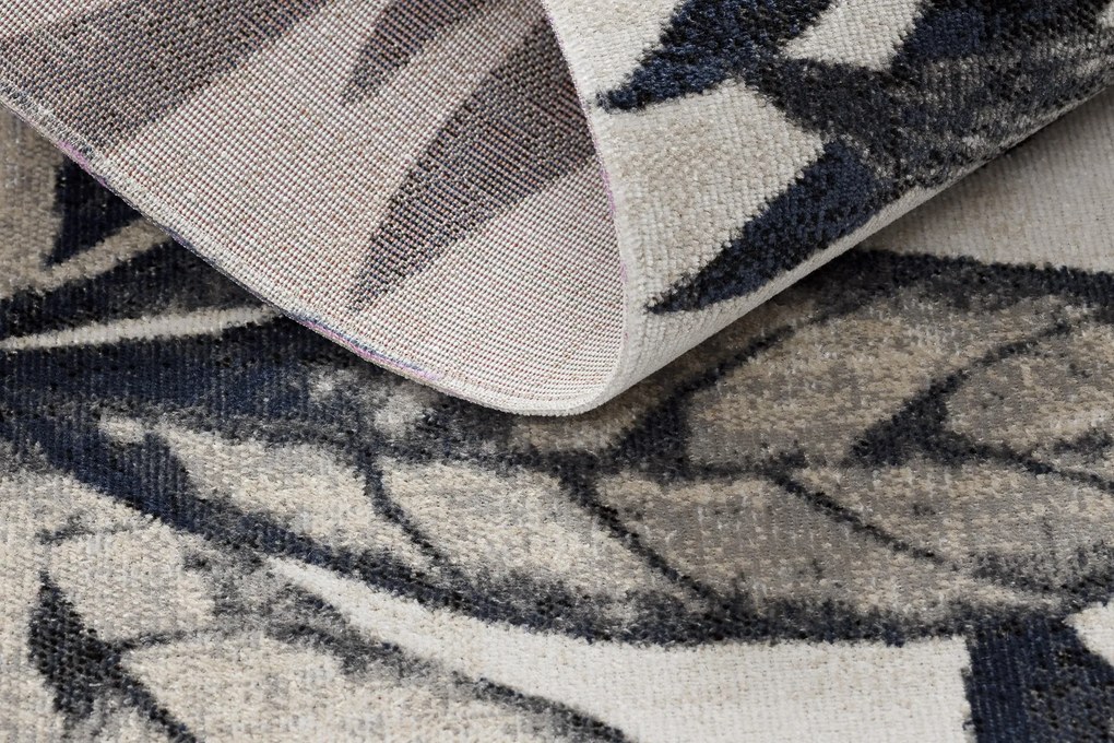 Moderný koberec MUNDO E7181 listy outdoor béžový / modrý