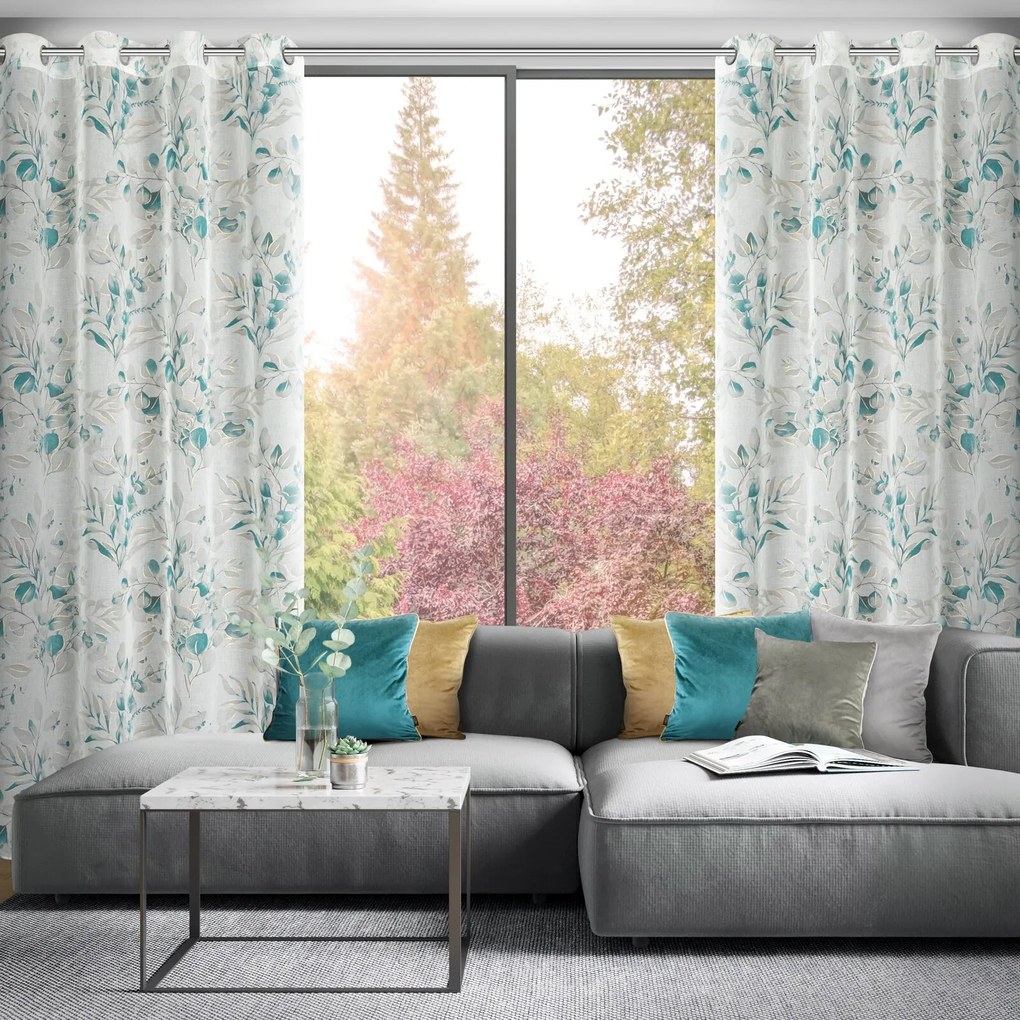 ZÁVES NA KRÚŽKOCH AVA 140X250 CM LISTY