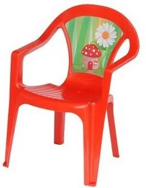 3toysm Inlea4Fun umelohmotná stolička pre deti s motívom - Červená