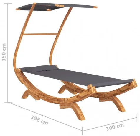 vidaXL Hojdacia sieť so strieškou 100x198x150 cm masívny smrek antracitová-