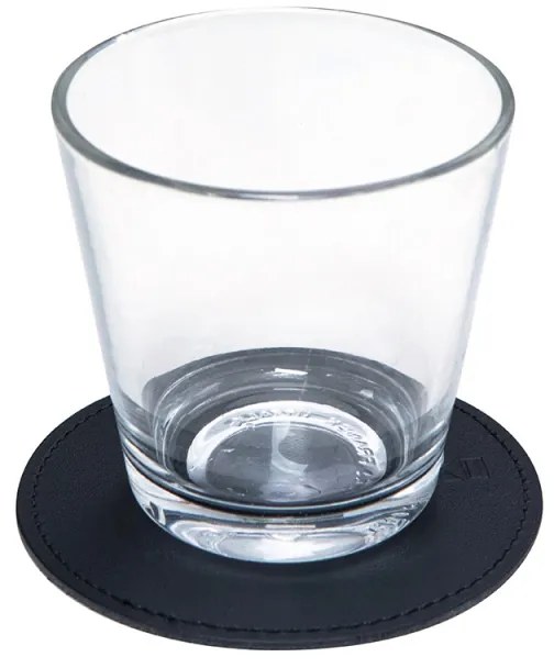 Podtácok 10cm, recyklovaná koža / čierny