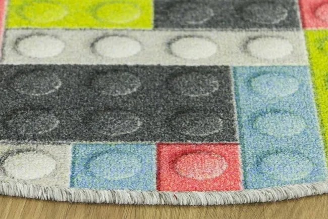 Detský koberec pastelové kocky lego 2 viacfarebný kruh