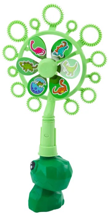 LEAN TOYS Stroj na bubliny s ventilátorom – Dinosaurus, zelená