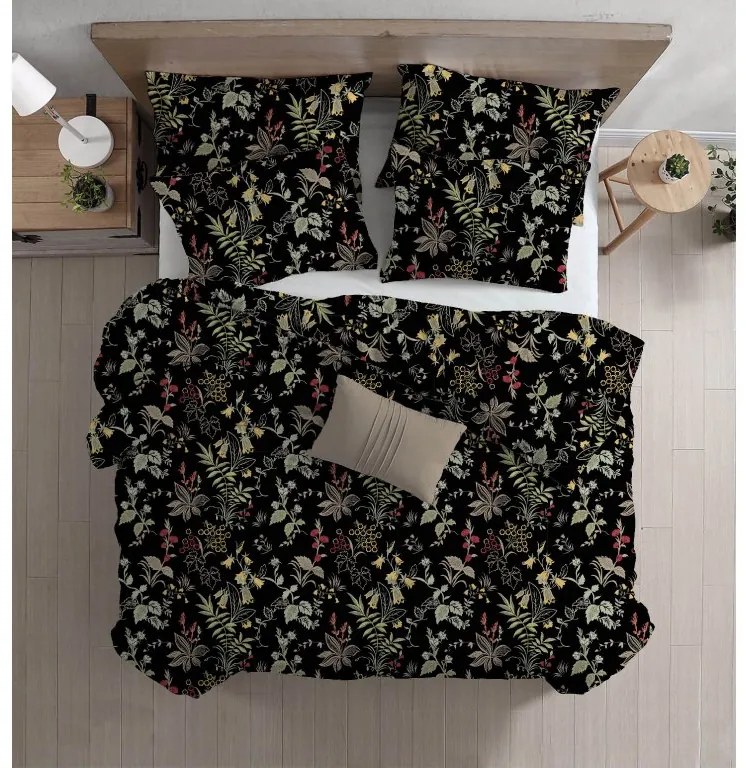 Obliečky z Renforcé bavlny FLORWELLA čierne Rozmer obliečky: 70 x 90 cm | 140 x 200 cm