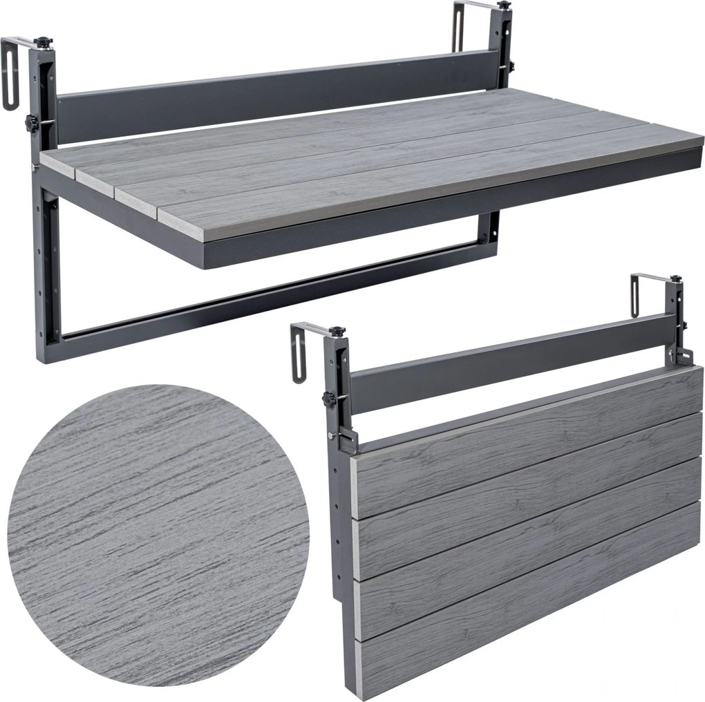 Závesný stolík na balkón AGATTI STONEWOOD - šedý