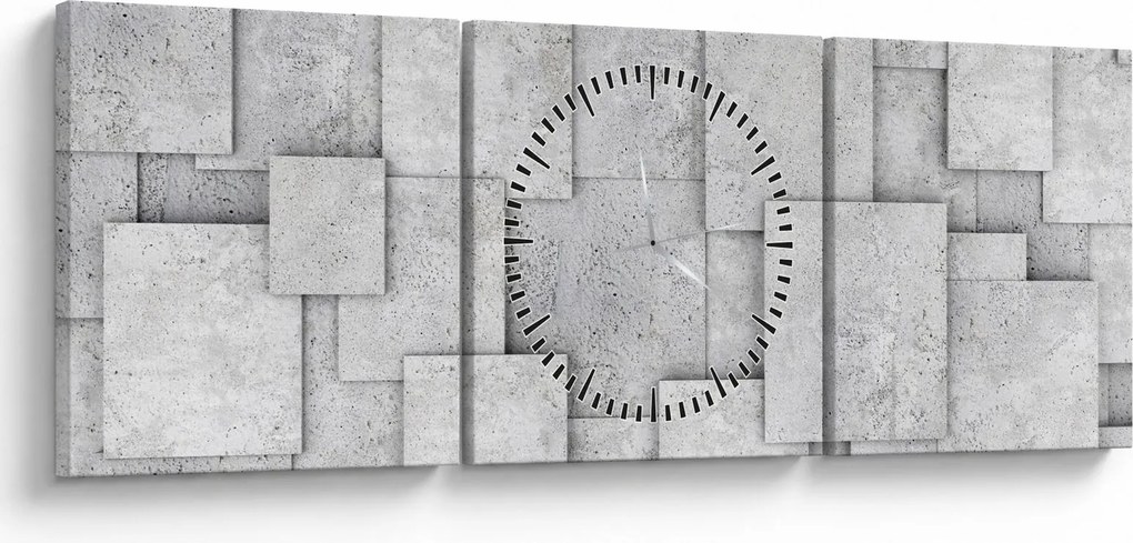 Obraz - Abstrakcia betónových kachličiek (s hodinami) (90x30 cm)