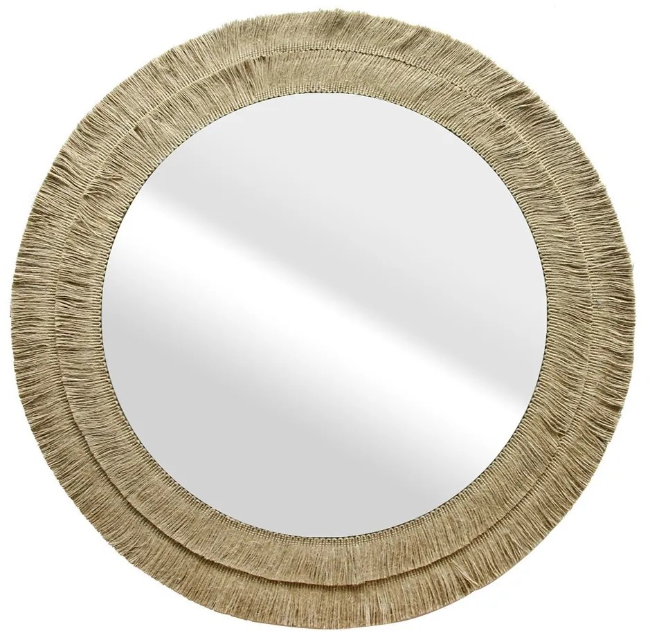 Okrúhle zrkadlo ROTI s rámom z juty