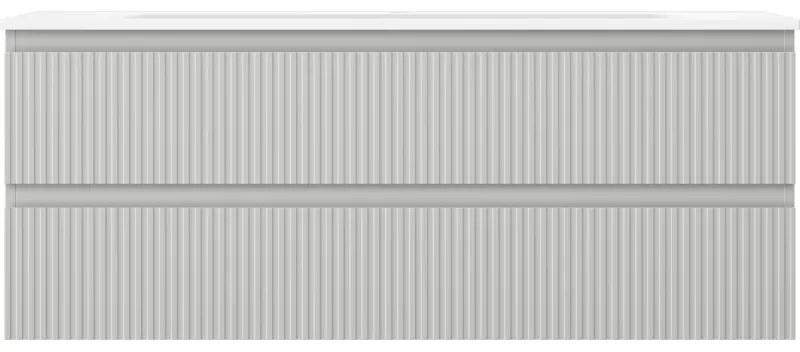 Mexen Rivel, kúpeľňová skrinka 120 cm s umývadlom Vela, 2 zásuvky, drážkovaná, sivá matná/biela, 91A20-12047-2-BFF62-W23M0