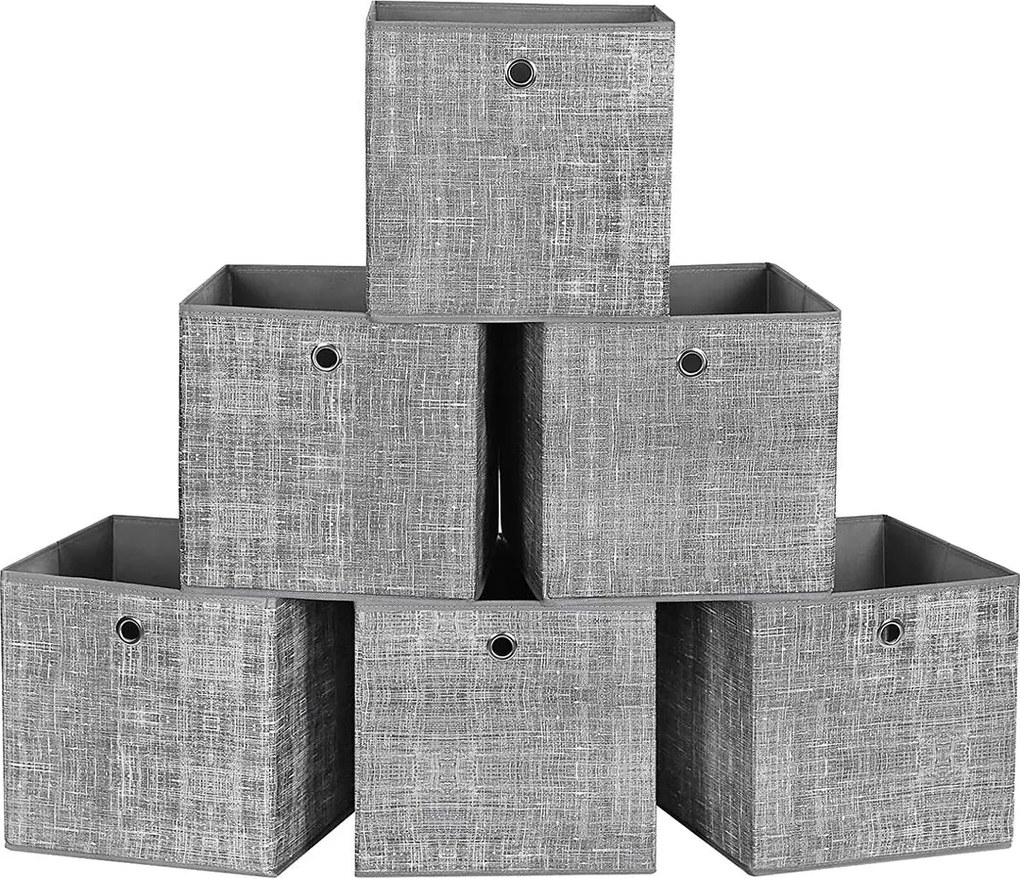 Skladacie úložné boxy, sada 6 ks, sivá farba