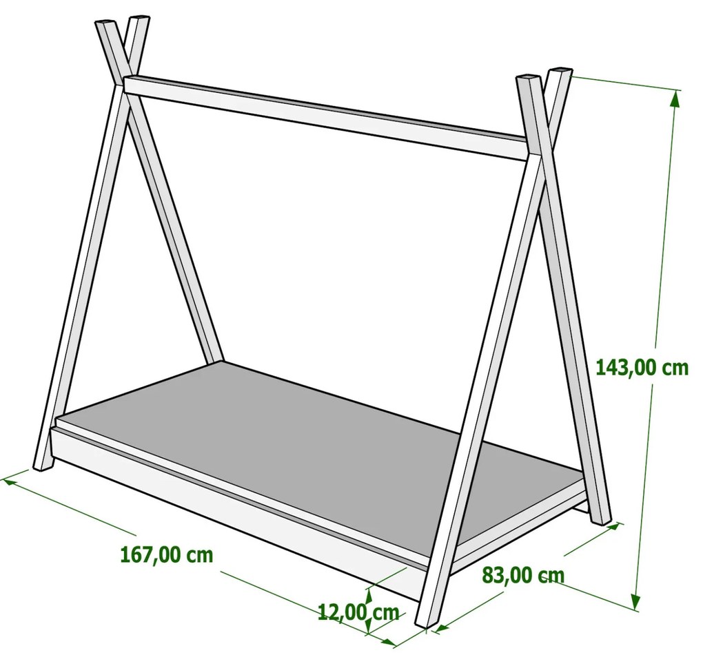 Detská posteľ Teepee 160x70 sivá