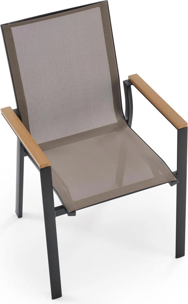 Záhradná stolička Fierro čierna/hnedá