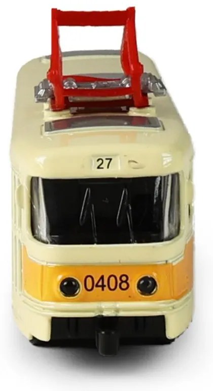 RAPPA Kovová česká retro električka Tatra T3 s otváracími strednými dverami - 16 cm - žltá