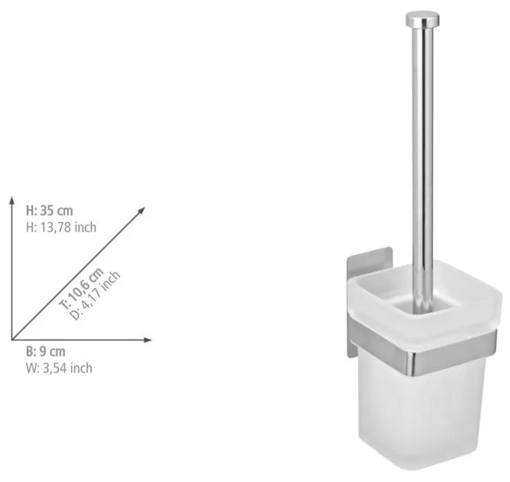 Samodržiaca sklenená WC kefa v lesklo striebornej farbe Genova – Wenko