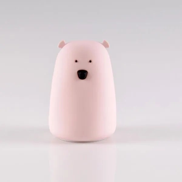 LED RGB Detská dotyková lampička BEAR LED/0,8W/5V ružová + USB