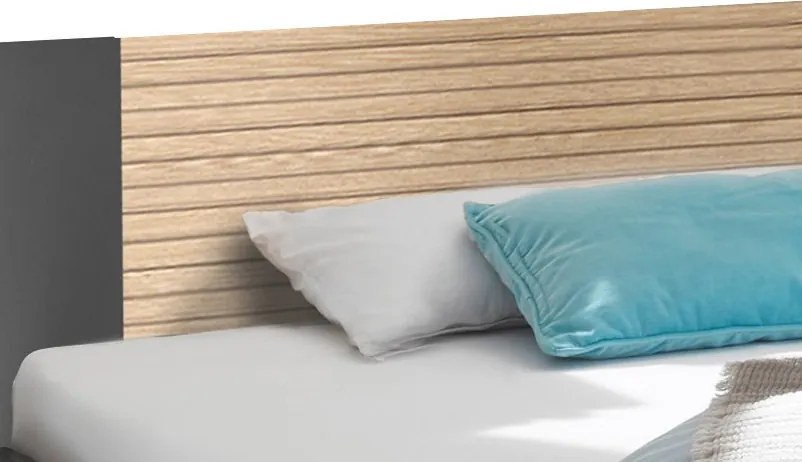 Posteľ Laurie 180x200 cm, grafit/dub