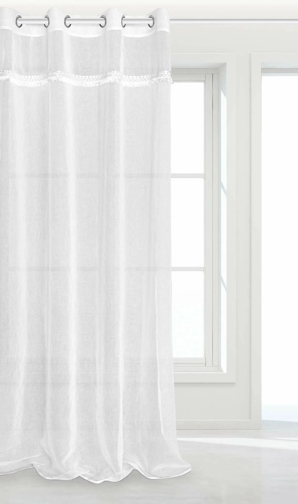Záclona BOHO na krúžkoch biela 140x250 cm