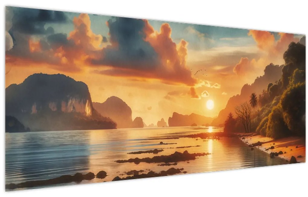 Obraz - Pohľad z pláže (120x50 cm)