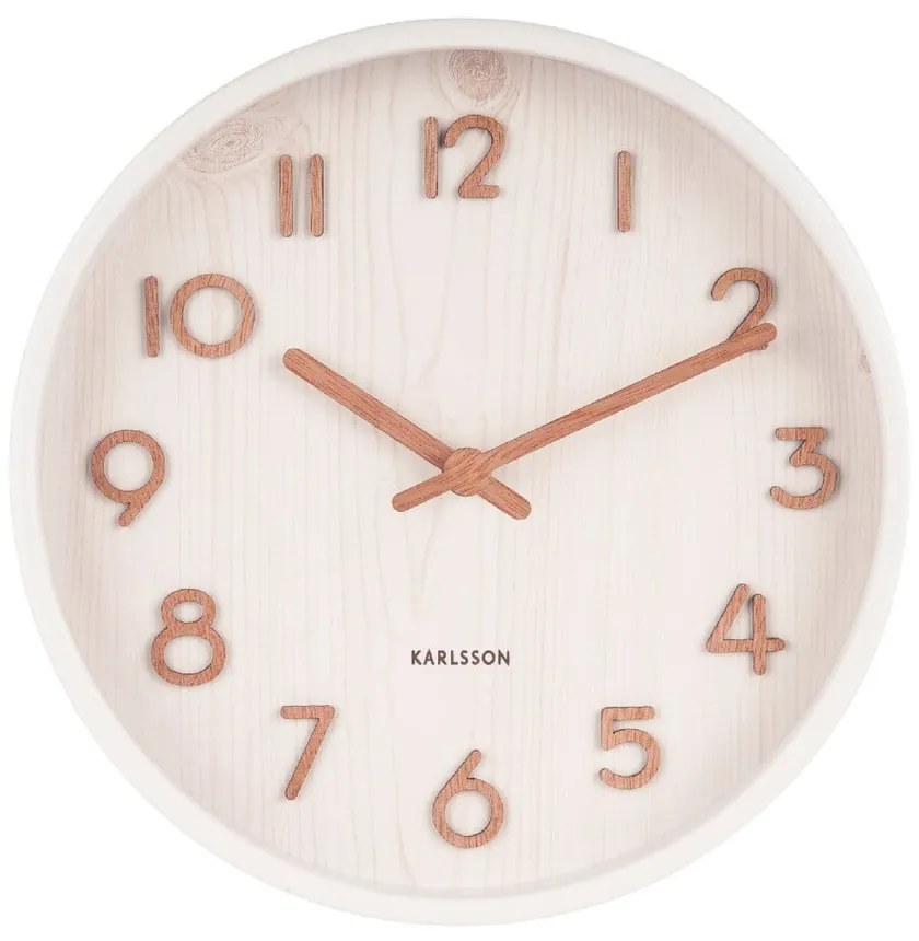 Biele nástenné hodiny z lipového dreva Karlsson Pure Small, ø 22 cm