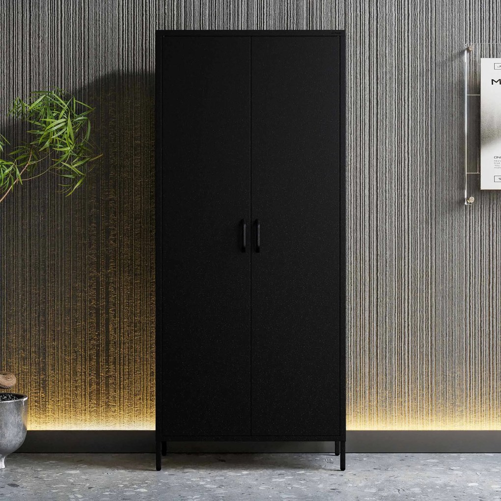 Čierna šatníková skriňa FLAVIO Modern 800 x 1850 x 450 mm