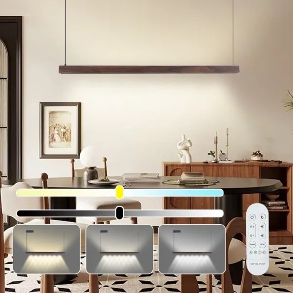 Immax NEO 07300L-LED Stmievateľný luster na lankovom zavesení MADEIRA 26W/230V Wi‑Fi Tuya 122 cm orech