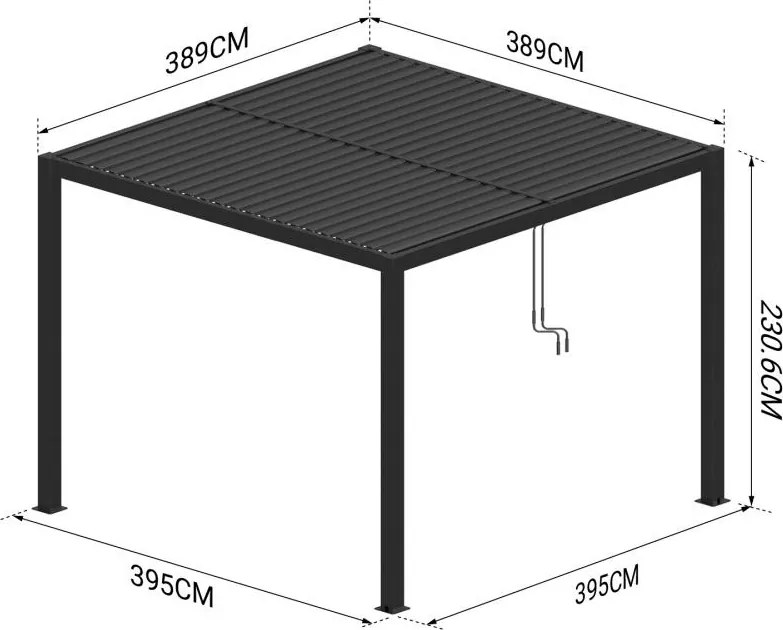 Hliníková bioklimatická pergola s lamelami 4 x 4 M