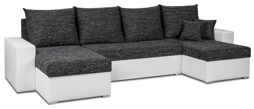 Rohová sedacia súprava s funkciou spania LEO-U Čierna/biela