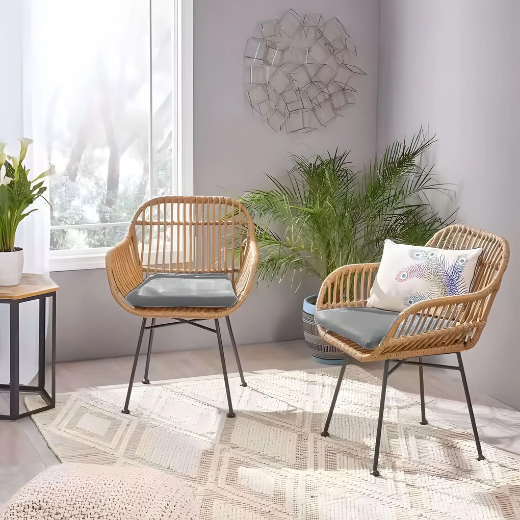 Sada záhradného nábytku z technoratanu, 2 stoličky s vankúšami, stôl, MultiGarden