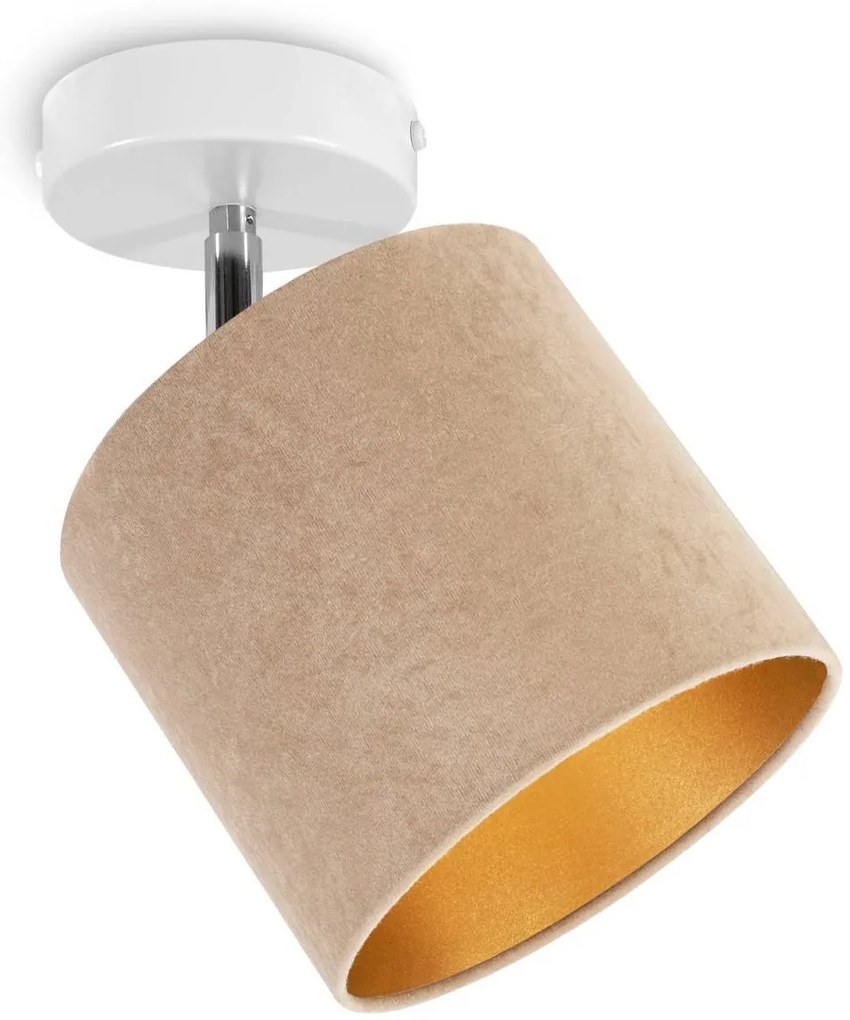 Bodové svietidlo Mediolan, 1x béžové/zlaté textilné tienidlo, (výber z 2 farieb konštrukice - možnosť polohovania)