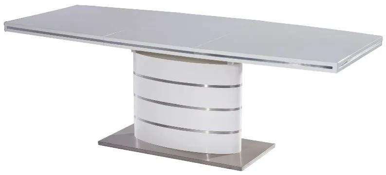 Rozkladací jedálenský stôl 120-180 cm Florinda (biela + vysoký lesk biely) (pre 4 až 8 osôb). Vlastná spoľahlivá doprava až k Vám domov. 1050148
