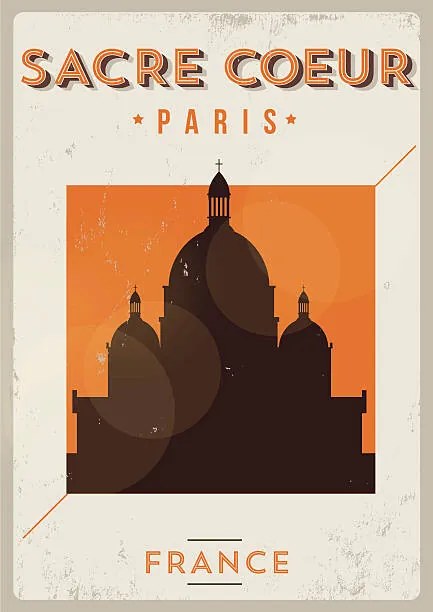 Ilustrácia Typographic Paris City Poster Design, kursatunsal